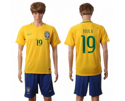 Brazil #19 Hulk Home Soccer Country Jersey