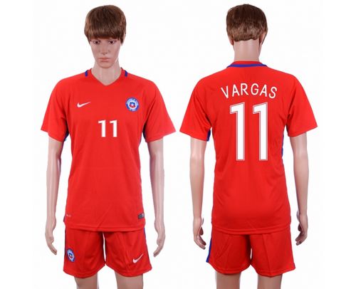 Chile #11 Vargas Home Soccer Country Jersey