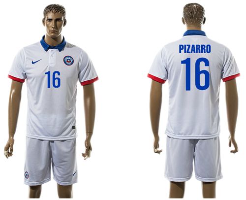 Chile #16 Pizarro Away Soccer Country Jersey