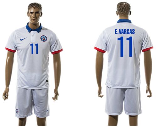 Chile #11 E.Vargas Away Soccer Country Jersey