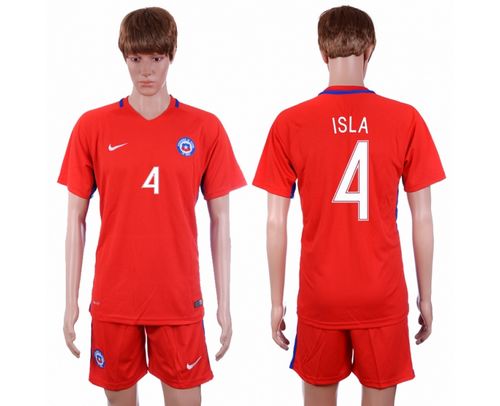 Chile #4 Isla Home Soccer Country Jersey