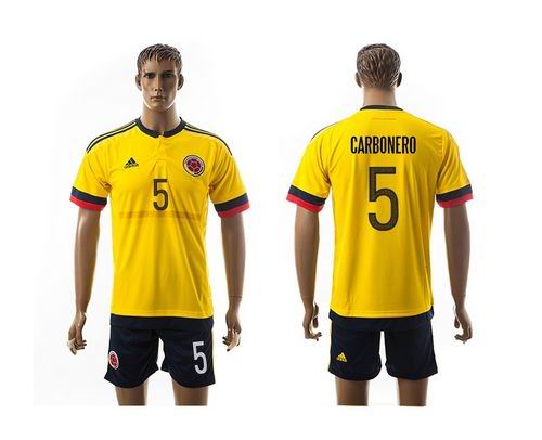 Colombia #5 Carbonero Home Soccer Country Jersey