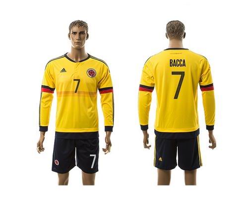 Colombia #7 Bacca Home Long Sleeves Soccer Country Jersey