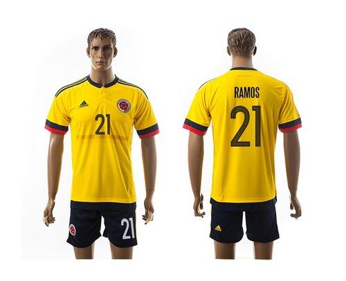 Colombia #21 Ramos Home Soccer Country Jersey