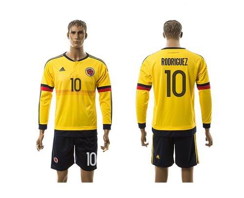 Colombia #10 Rodriguez Home Long Sleeves Soccer Country Jersey