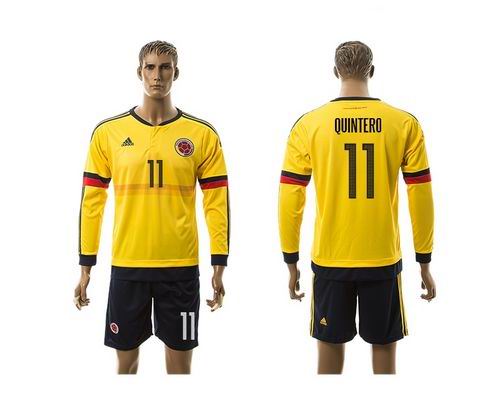 Colombia #11 Quintero Home Long Sleeves Soccer Country Jersey