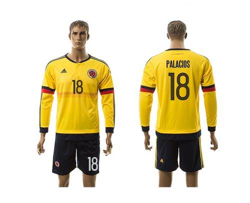 Colombia #18 Palacios Home Long Sleeves Soccer Country Jersey