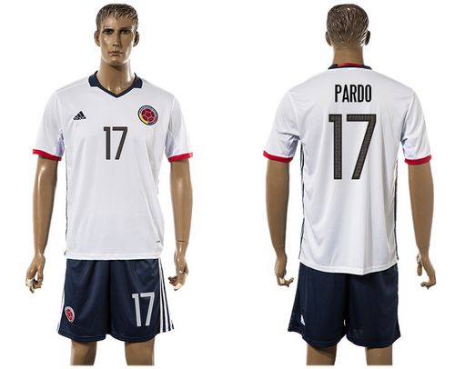 Colombia #17 Pardo Away Soccer Country Jersey