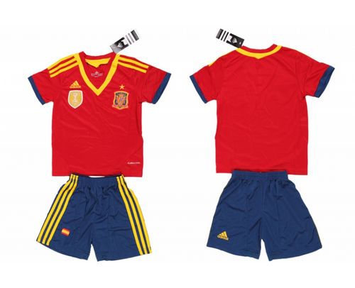 Spain #8 Koke Red Home Long Sleeves Kid Soccer Country Jersey
