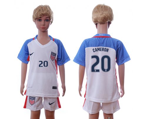 USA #20 Cameron Home Kid Soccer Country Jersey