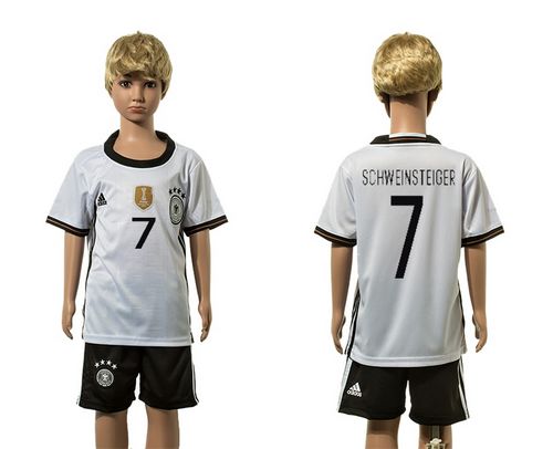 Germany #7 Schweinsteiger White Home Kid Soccer Country Jersey