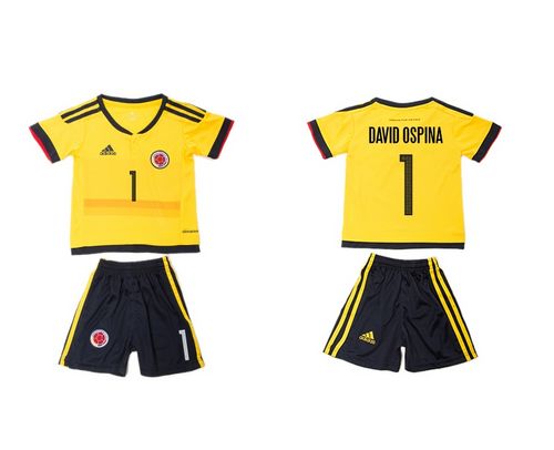 Colombia #1 David Ospina Home Kid Soccer Country Jersey