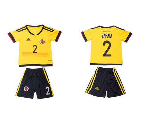 Colombia #2 Zapata Home Kid Soccer Country Jersey