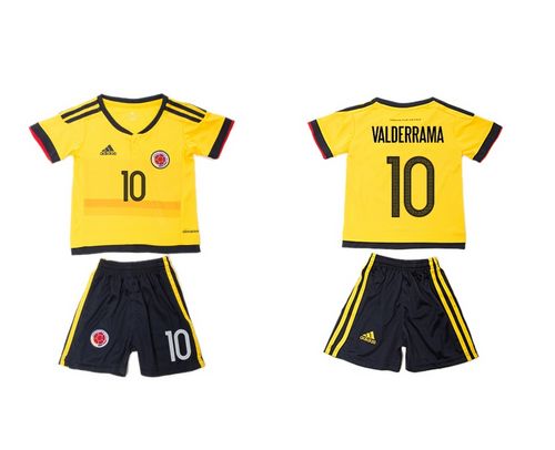 Colombia #10 Valderrama Home Kid Soccer Country Jersey