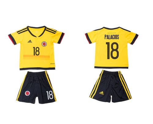 Colombia #18 Palacios Home Kid Soccer Country Jersey