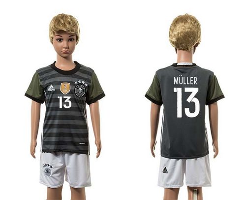 Germany #13 Muller Away Kid Soccer Country Jersey