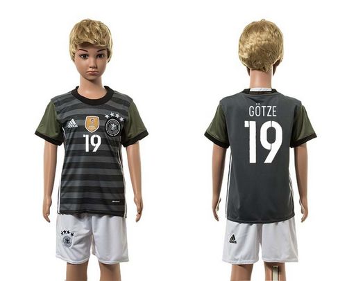 Germany #19 Gotze Away Kid Soccer Country Jersey