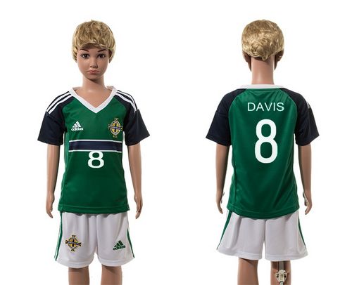 Northern Ireland #8 Davis Green Home Kid Soccer Country Jersey