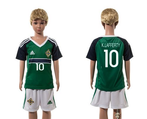 Northern Ireland #10 K.Lafferty Green Home Kid Soccer Country Jersey