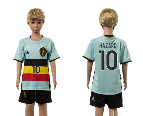 Belgium #10 Hazard Away Kid Soccer Country Jersey