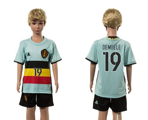 Belgium #19 Dembele Away Kid Soccer Country Jersey