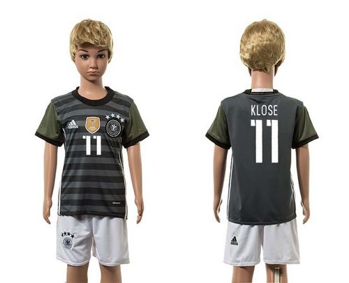 Germany #11 Klose Away Kid Soccer Country Jersey