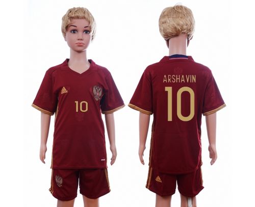 Russia #10 Arshavin Home Kid Soccer Country Jersey