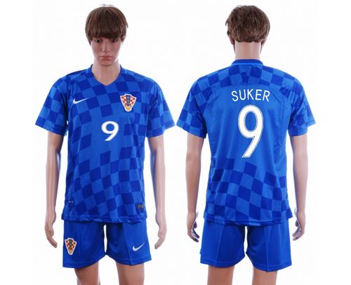 Croatia #9 Suker Away Soccer Country Jersey