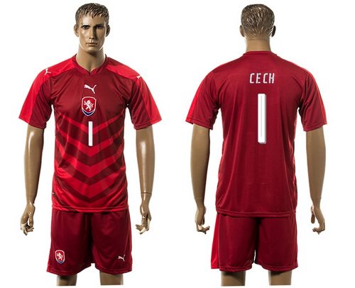 Czech #1 Cech Red Home Soccer Country Jersey