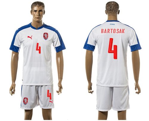 Czech #4 Bartosak Away Soccer Country Jersey