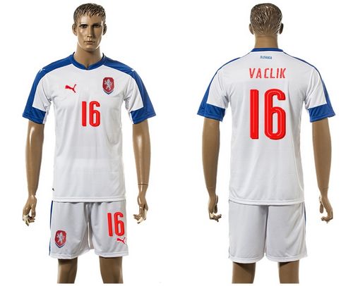 Czech #16 Vaclik Away Soccer Country Jersey