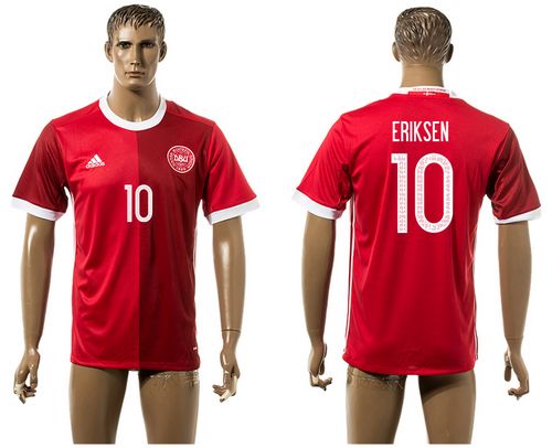 Danmark #10 Eriksen Red Home Soccer Country Jersey