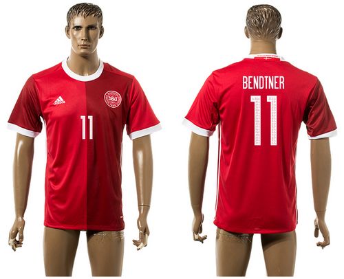 Danmark #11 Bendtner Red Home Soccer Country Jersey