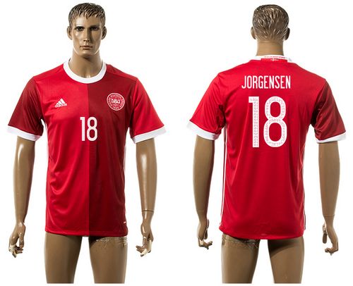 Danmark #18 Jorgensen Red Home Soccer Country Jersey