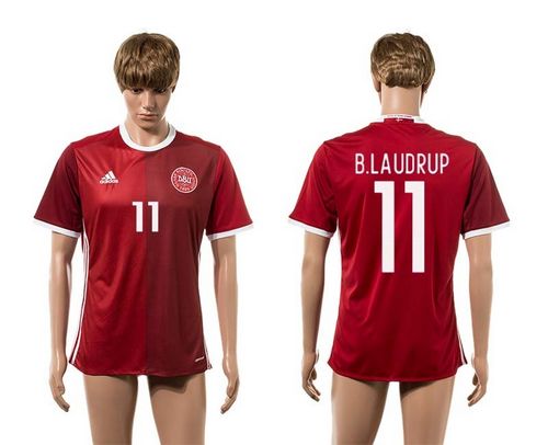 Danmark #11 B.Laudrup Red Home Soccer Country Jersey