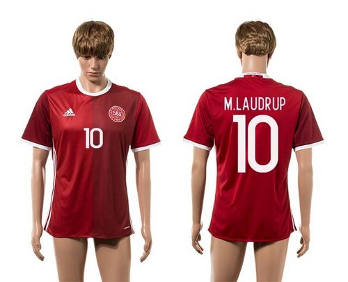 Danmark #10 M.Laudrup Red Home Soccer Country Jersey