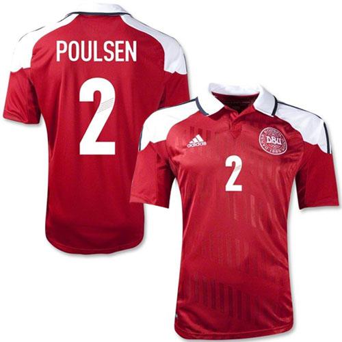 Danmark #2 Christian Poulsen Red Home Soccer Country Jersey