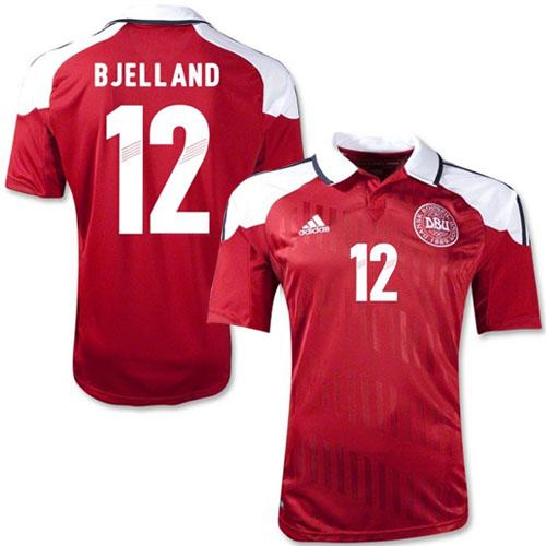 Danmark #12 Andreas Bjelland Red Home Soccer Country Jersey