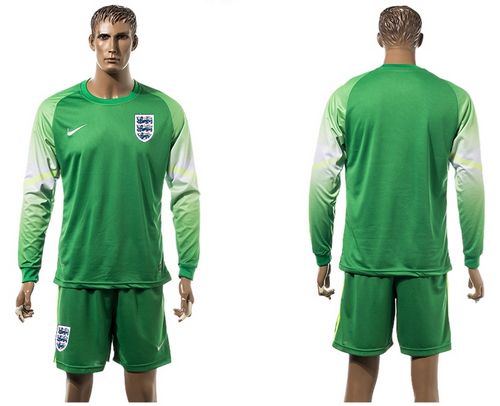 England Blank Goalkeeper Green Long Sleeves Soccer Country Jersey