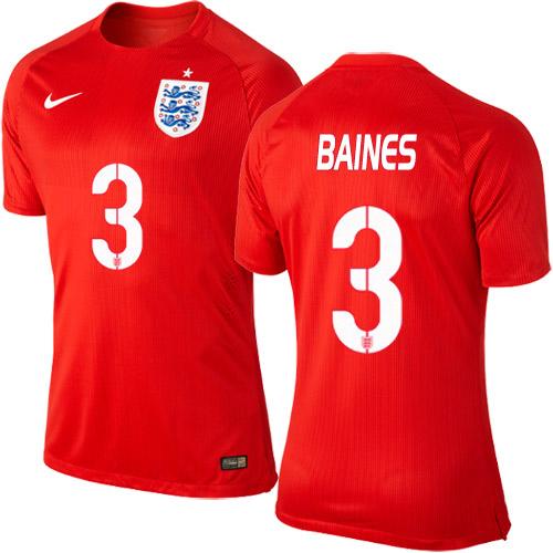 England #3 Leighton Baines Away Soccer Country Jersey
