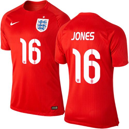 England #16 Phil Jones Away Soccer Country Jersey