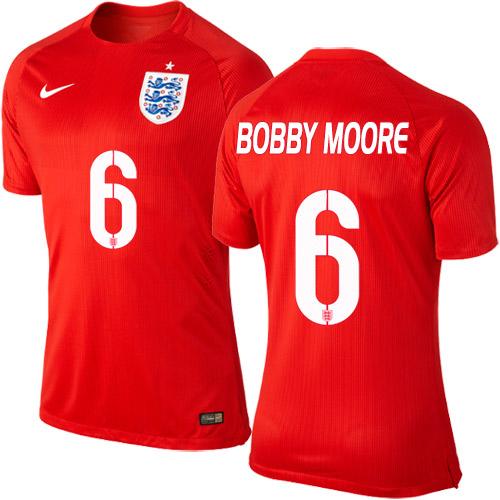 England #6 Bobby Moore Away Soccer Country Jersey