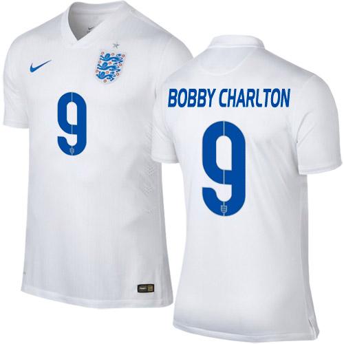 England #9 Bobby Charlton Home Soccer Country Jersey