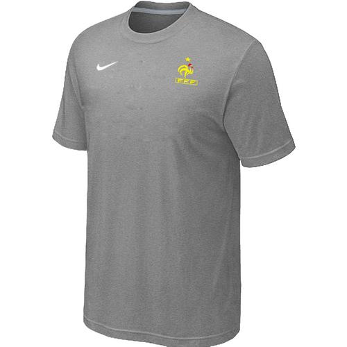  France 2014 World Small Logo Soccer T Shirts Light Grey
