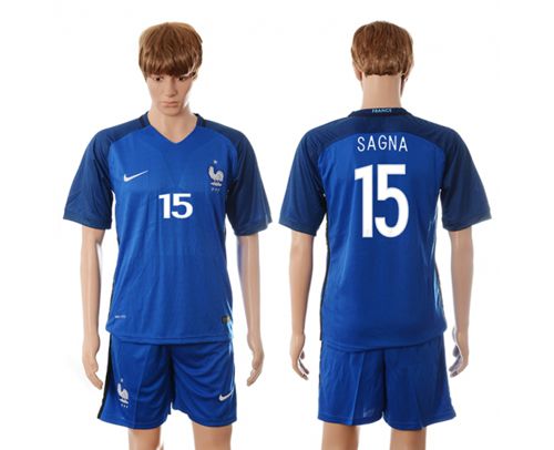 France #15 Sagna Blue Soccer Country Jersey