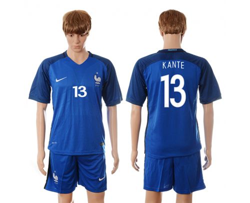 France #13 Kante Blue Soccer Country Jersey