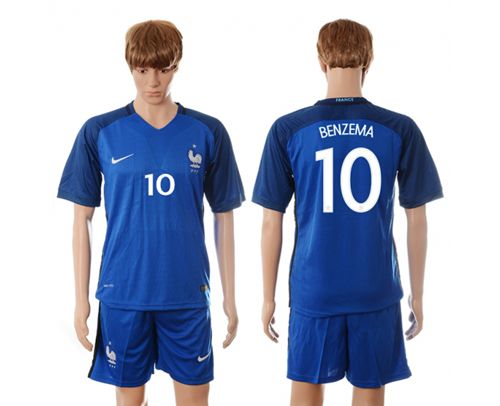 France #10 Benzema Blue Soccer Country Jersey