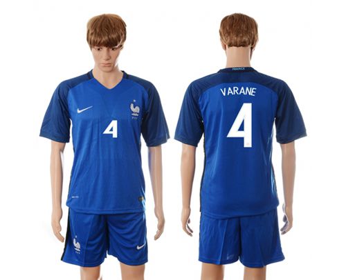 France #4 Varane Blue Soccer Country Jersey