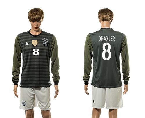 Germany #8 Draxler Away Long Sleeve Soccer Country Jersey