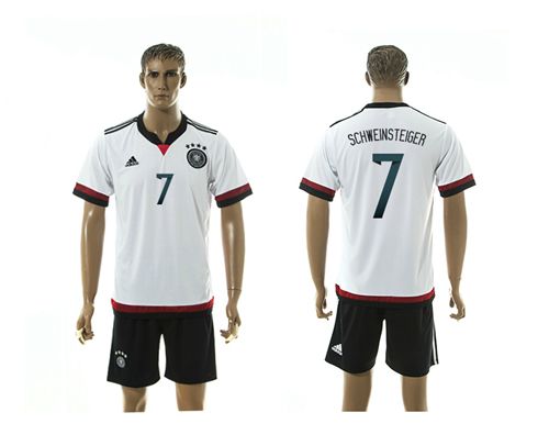 Germany #7 Schweinsteiger White Home Soccer Country Jersey
